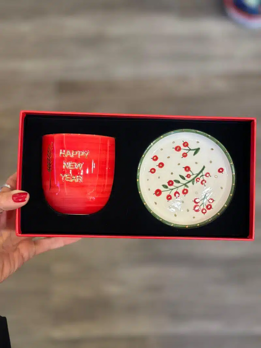 'Customized' Xmas Set With Gift Box ( Mug+Mini Plate)