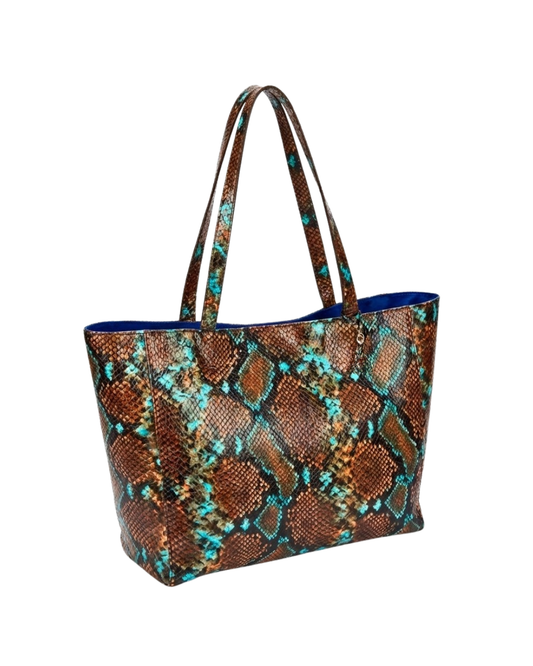 Dakota Italian Python Embossed Leather Handbag
