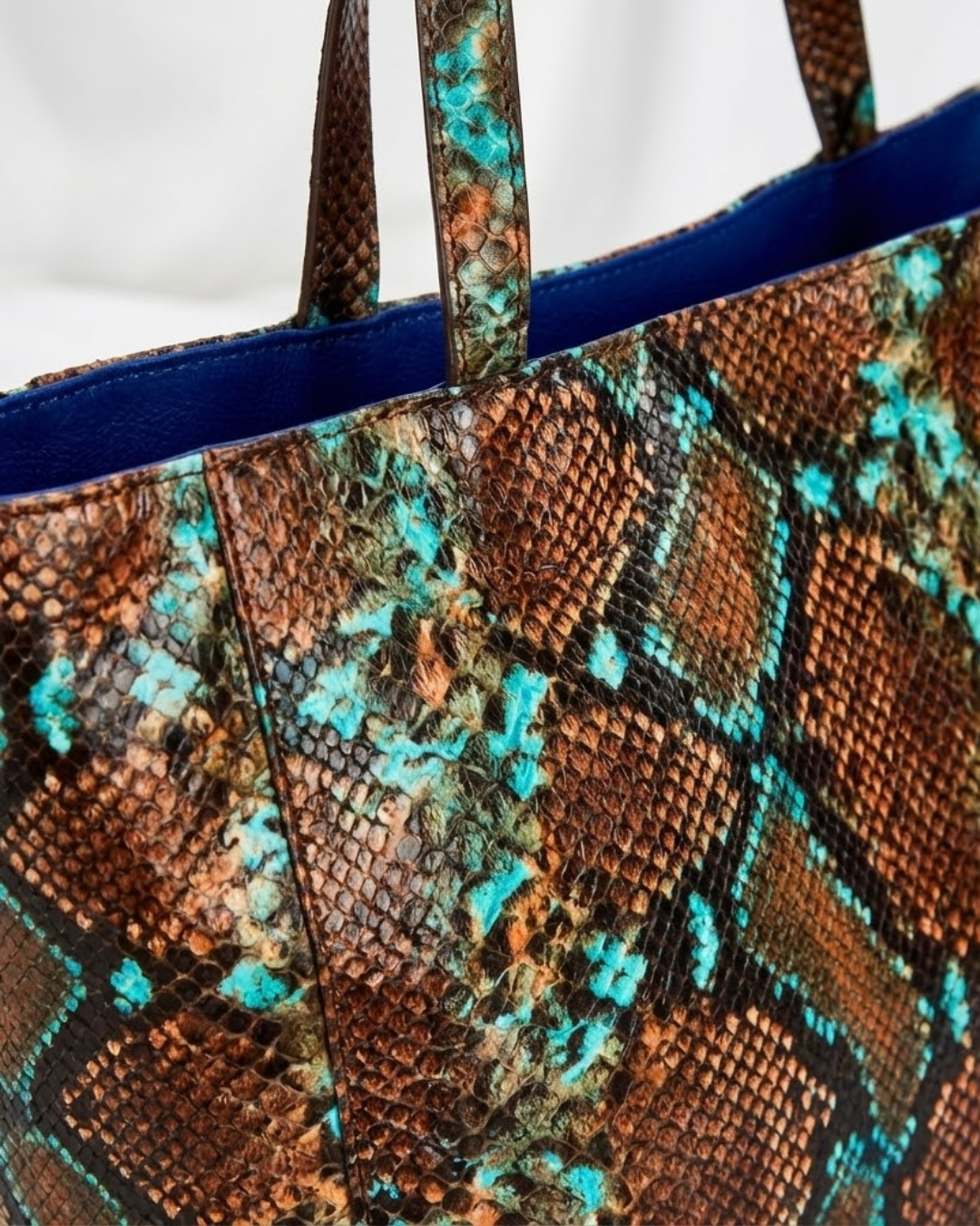 Dakota Italian Python Embossed Leather Handbag