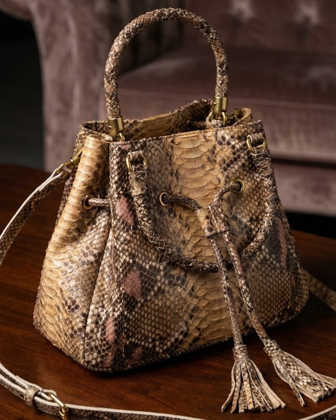 Damas Italian Python Leather Handbag