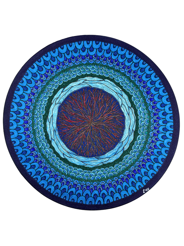 Deep Round Sea 25cm Archival Ink & Watercolor Drawing