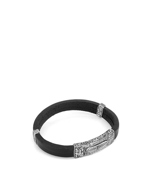 Engraved Box Top Lock Men’s Silver Bracelet