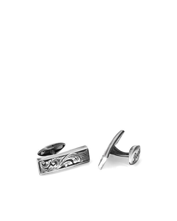 Engraved Fancy Floral Silver Cufflinks