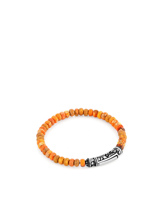 Engraved Variscite Turuncu Men’s Silver Bracelet
