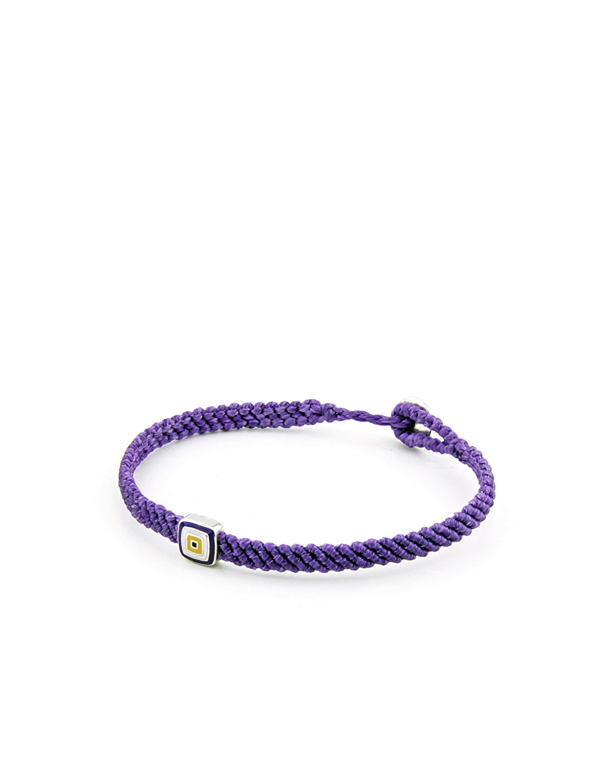 Evil Eye Square Makrame Men’s Silver Bracelet