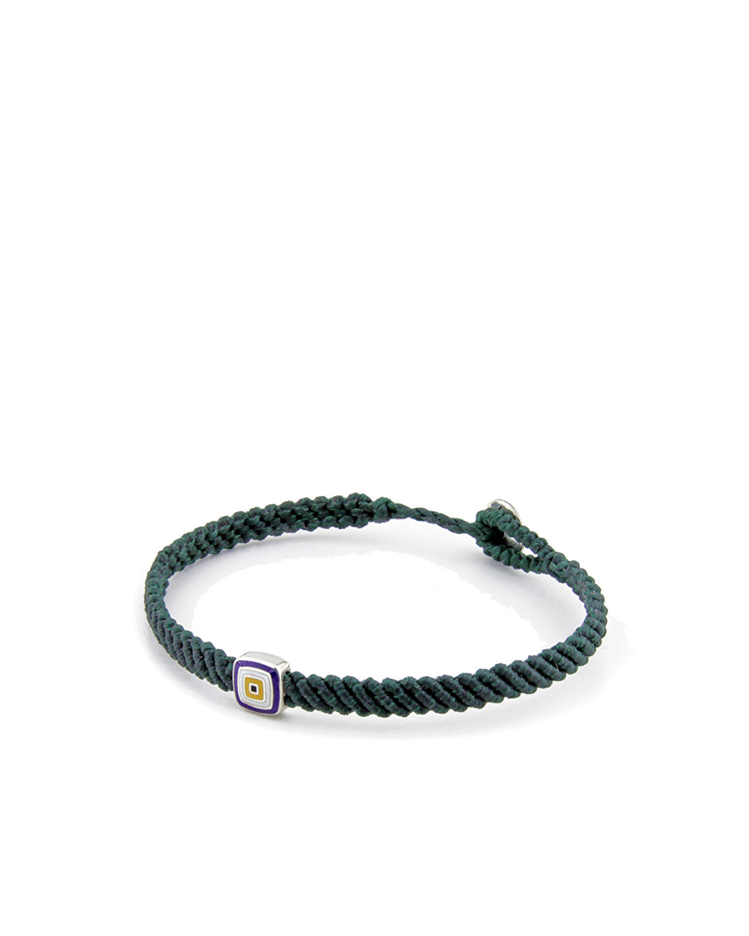 Evil Eye Square Makrame Men’s Silver Bracelet