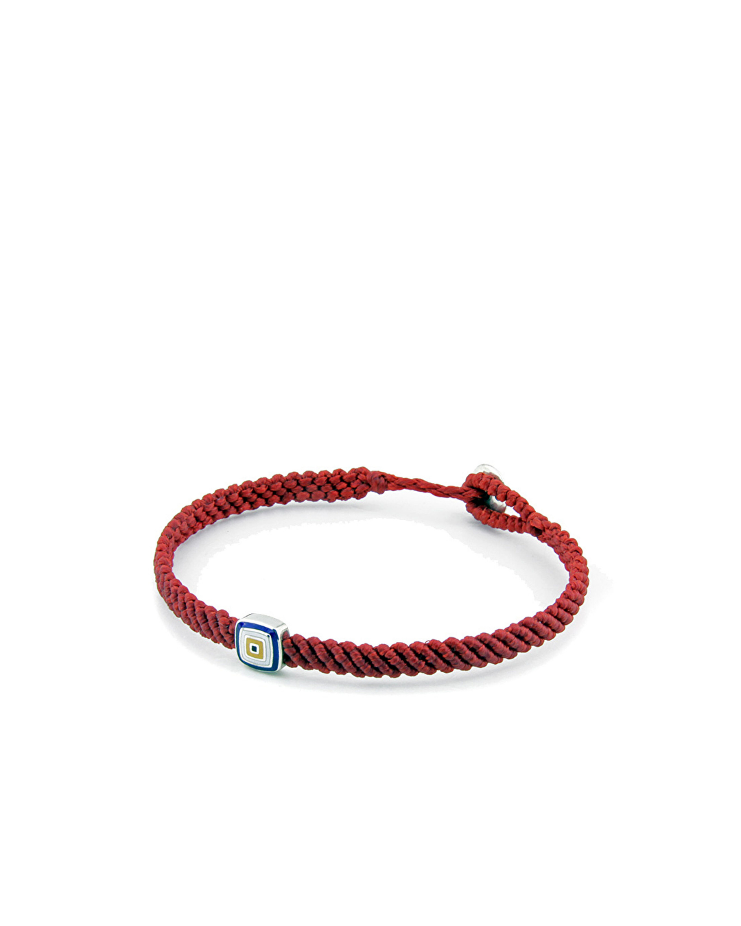 Evil Eye Square Makrame Men’s Silver Bracelet
