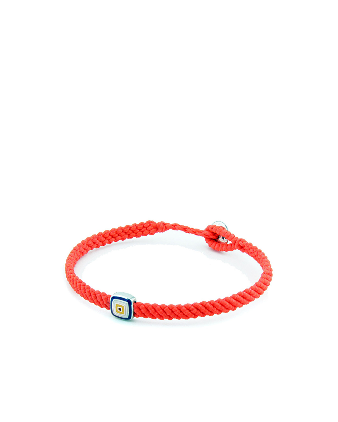Evil Eye Square Makrame Men’s Silver Bracelet