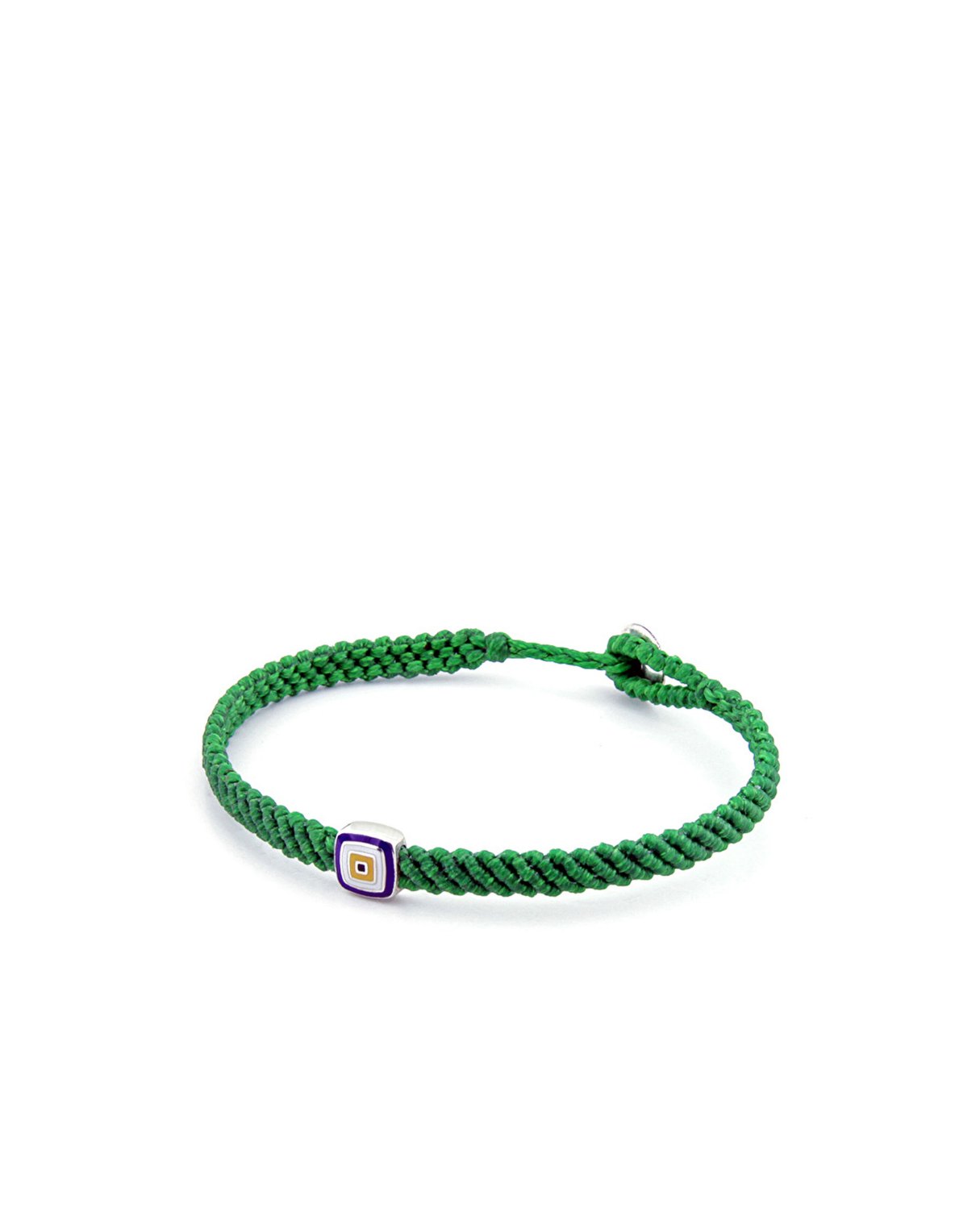 Evil Eye Square Makrame Men’s Silver Bracelet