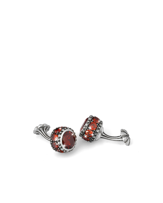 FLT Sphere Zircon Bordo Silver Cufflinks