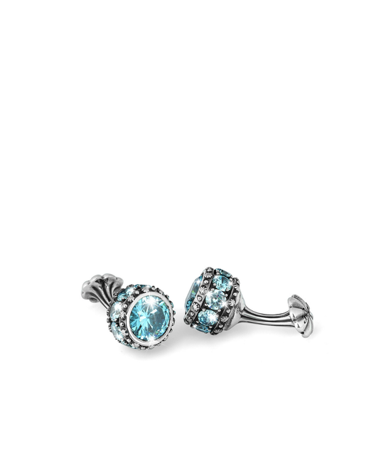 FLT Sphere Zircon Turquoise Silver Cufflinks