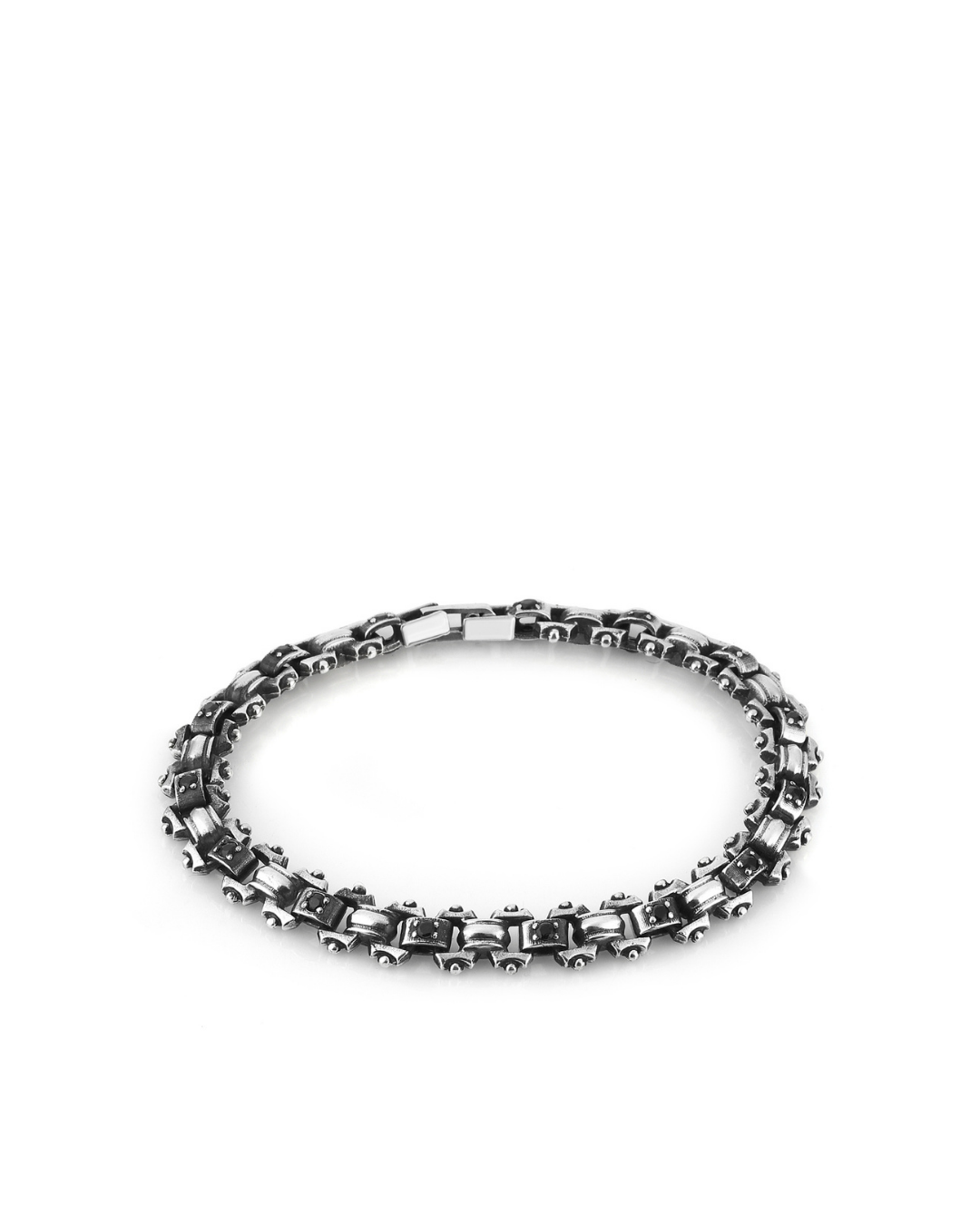 FRY Antique Chain FDL Zircon Men’s Silver Bracelet