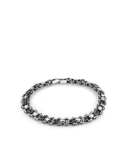 FRY Antique Chain FDL Zircon Men’s Silver Bracelet