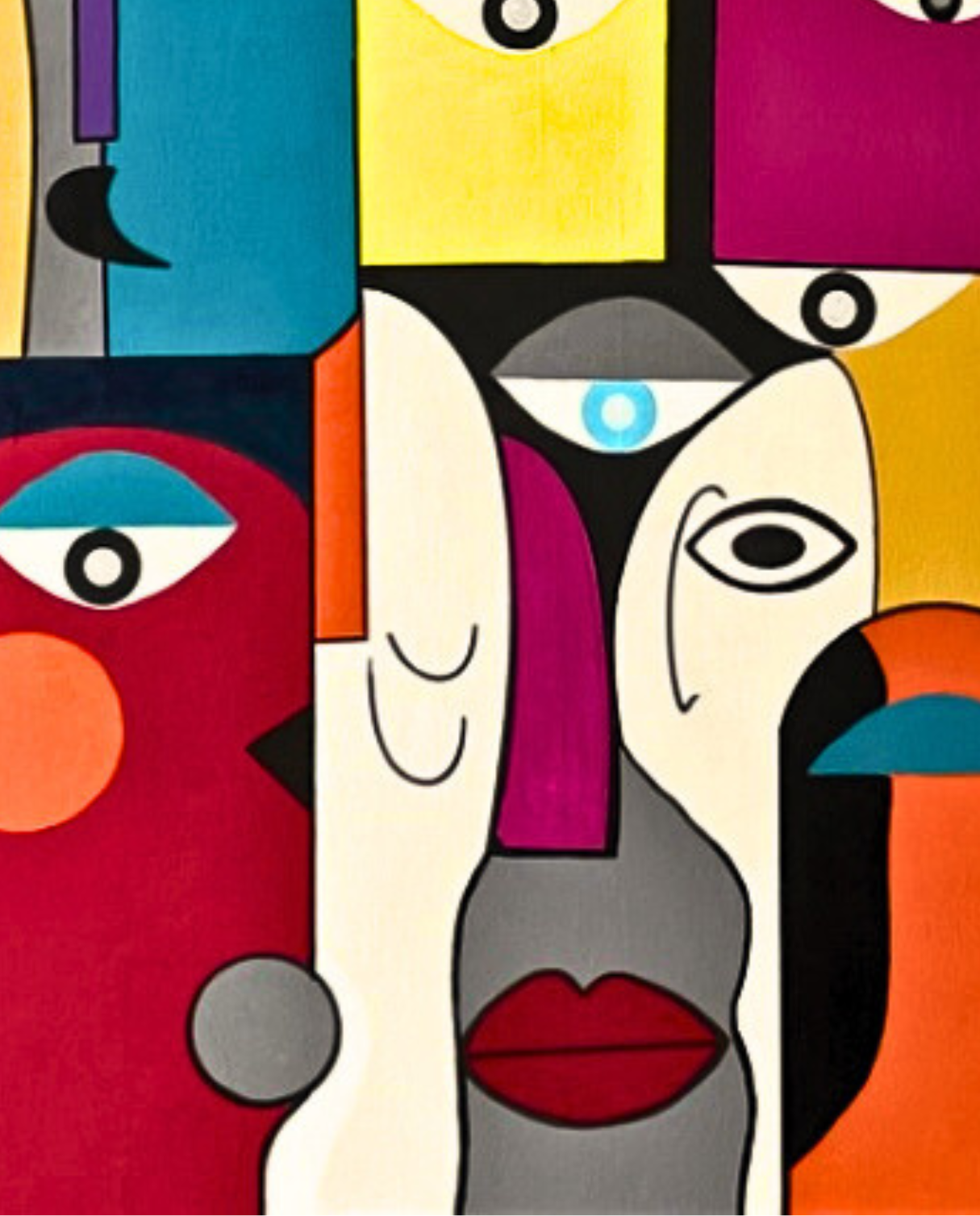 Faces & Tales 80 × 80 cm Geometric Abstract Oil Painting On Canvas
