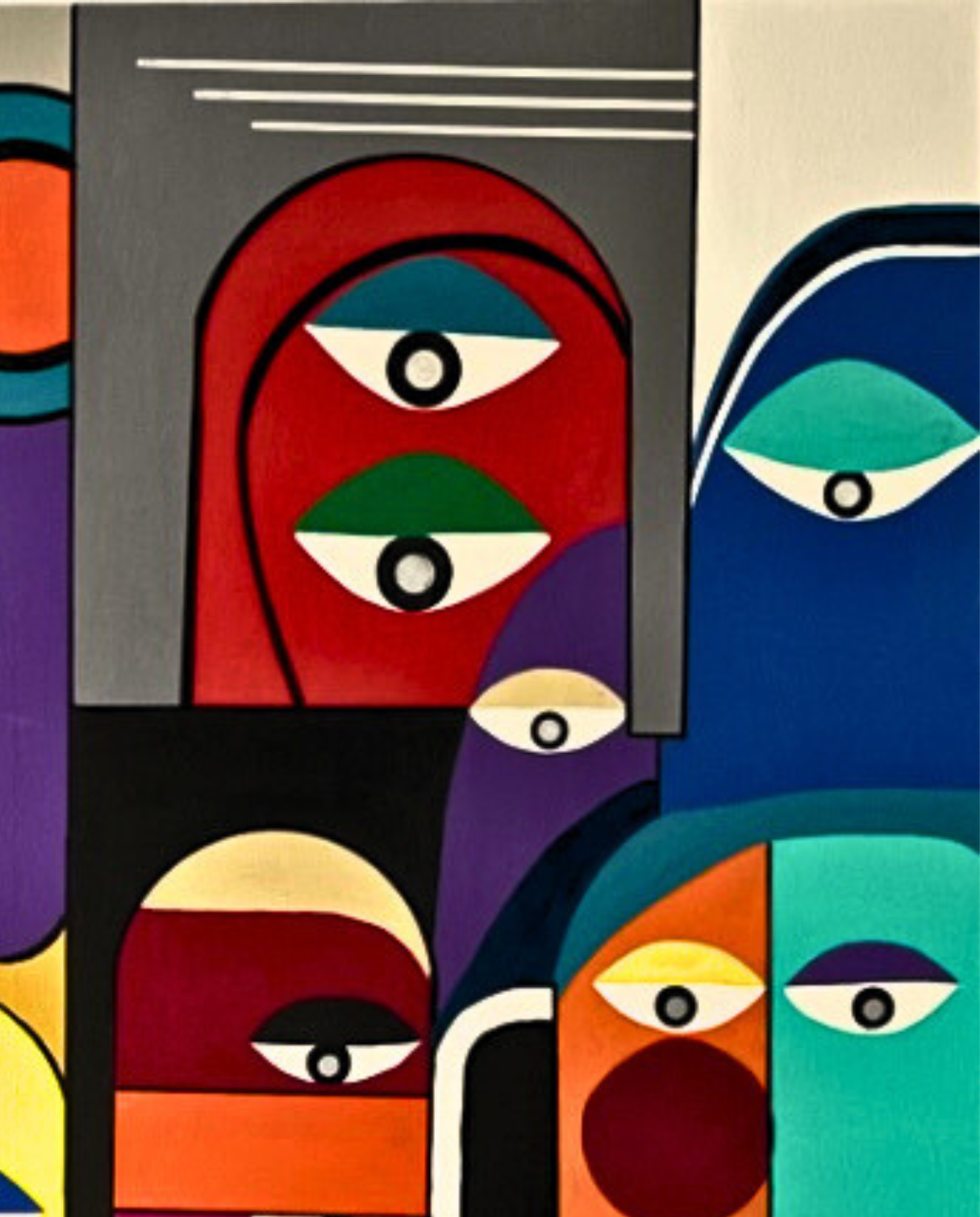 Faces & Tales 80 × 80 cm Geometric Abstract Oil Painting On Canvas