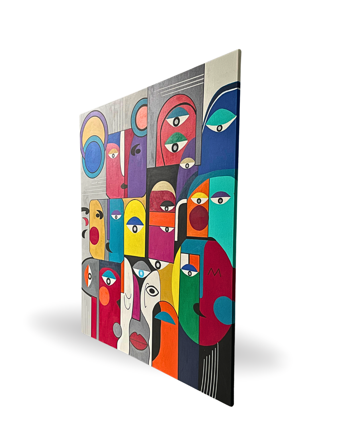 Faces & Tales 80 × 80 cm Geometric Abstract Oil Painting On Canvas