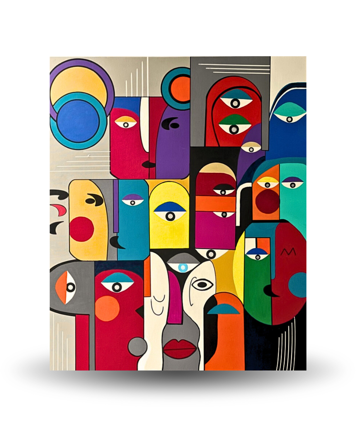 Faces & Tales 80 × 80 cm Geometric Abstract Oil Painting On Canvas