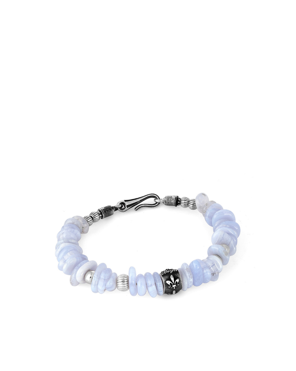 Fleur De Lis Tourmaline Men’s Silver Bracelet