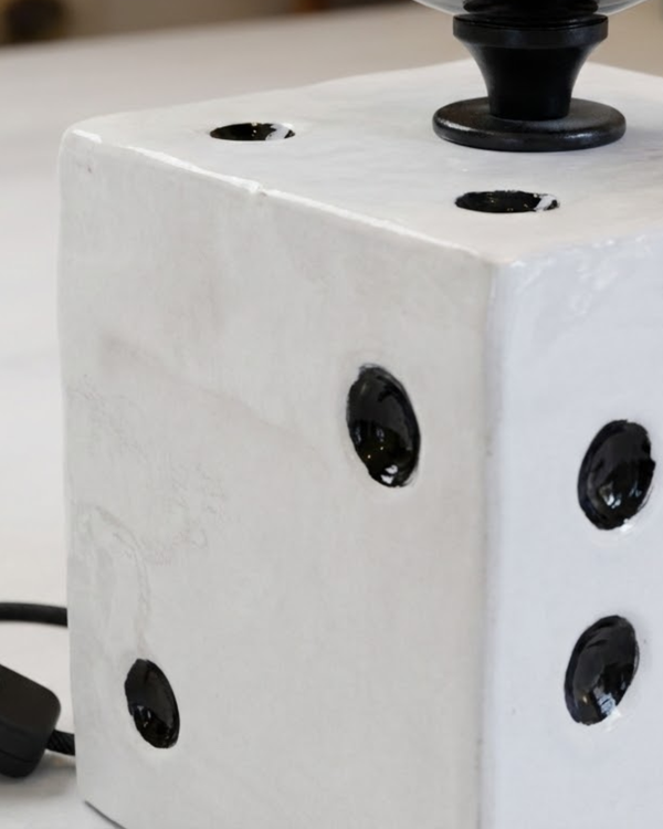 Fortuna Dice Handmade White Ceramic Lamp