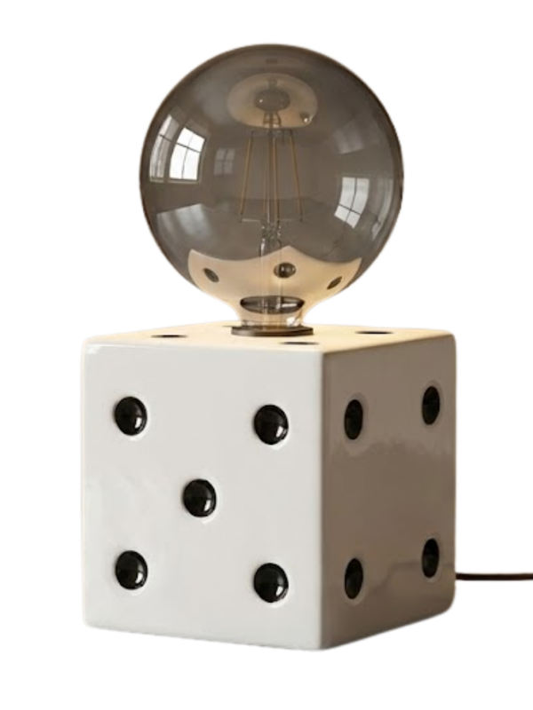 Fortuna Dice Handmade White Ceramic Lamp