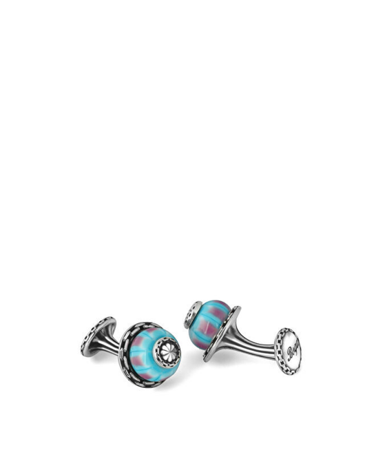 Glass Beads-M Chain Fx Silver Cufflinks