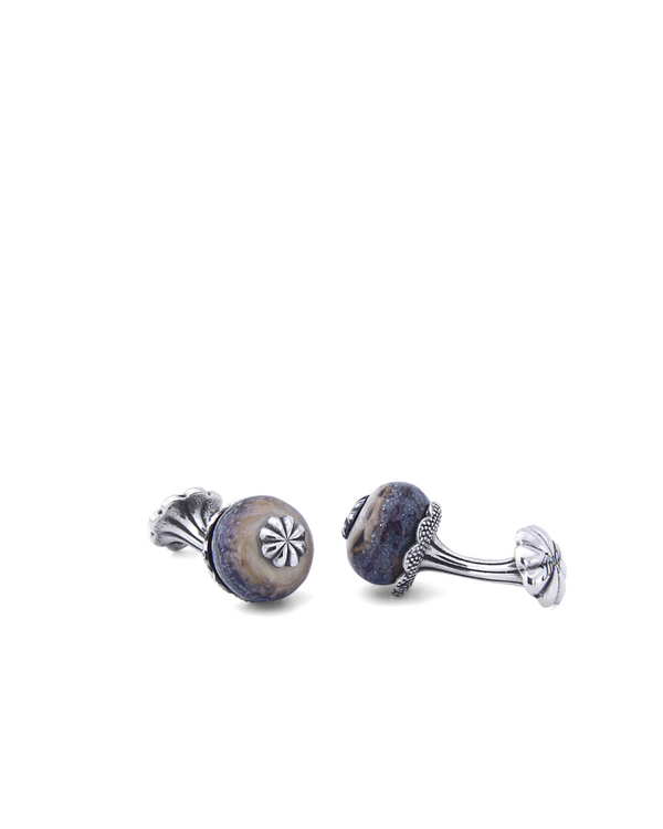 Glass Beads Bubble Fx Silver Cufflinks