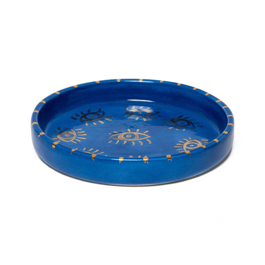Inner Eye Handmade Cobalt Eye Ceramic Mini Plate with 24K Gold Detail