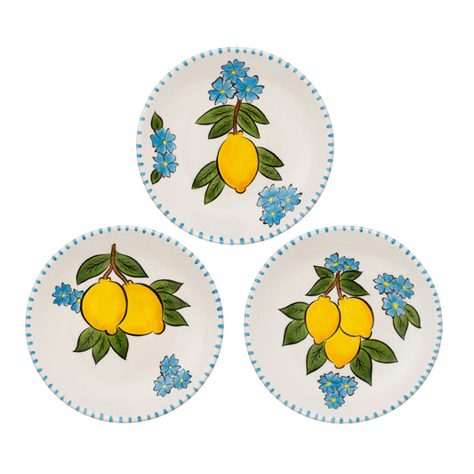 Happy Citrons Handmade Ceramic Dessert Plate Set of 3 (18 cm)
