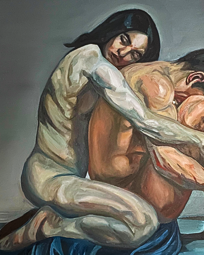 Healer Woman 90×90cm Figurative Expressionism Surrealism Oil Painting