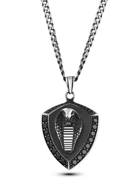 Heraldic Cobra Men’s Silver Necklace