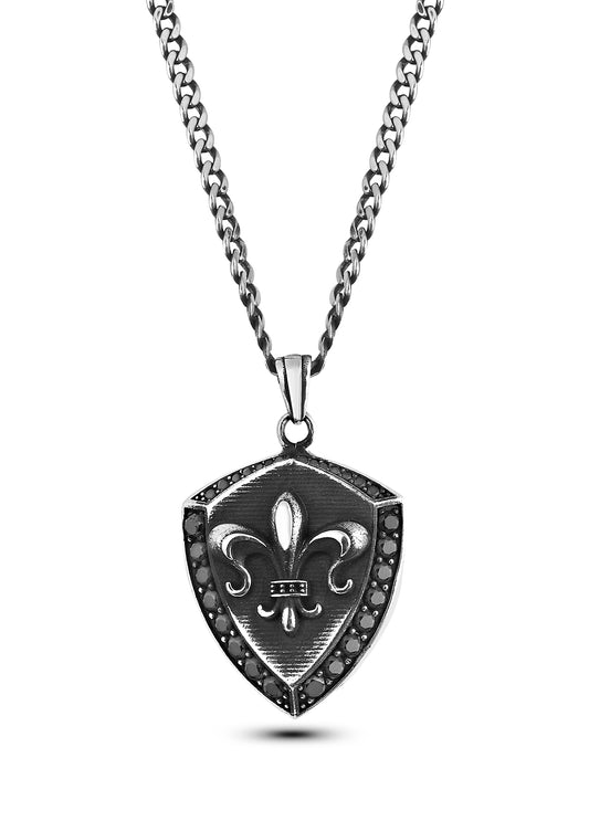 Heraldic Fleur De Lis Men’s Silver Necklace