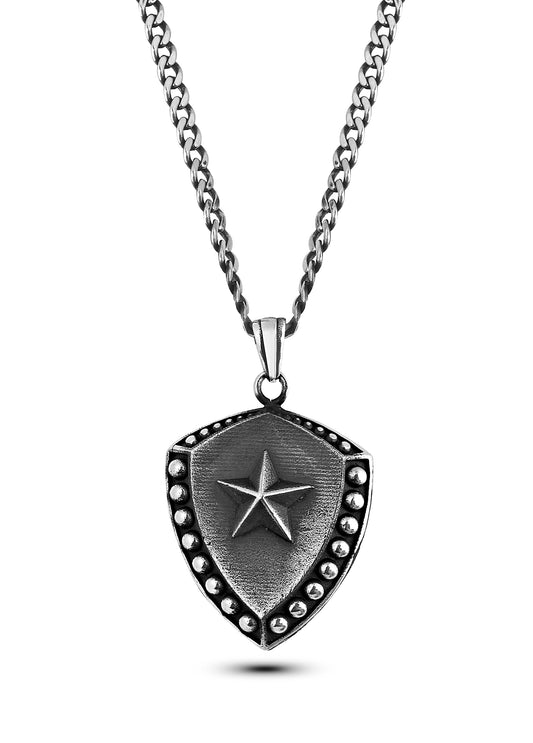 Heraldic Star Men’s Silver Necklace