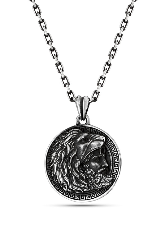 Hercules Lion Head Men’s Silver Necklace