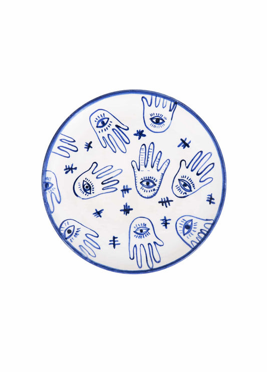 Inner Eye Handmade Fatma's Hand Ceramic Dessert Plate (18 cm)