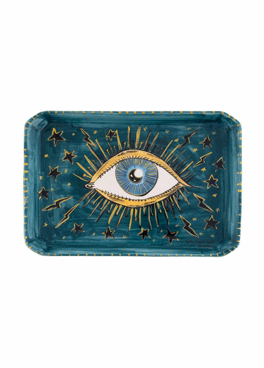 Inner Eye Handmade Blue Eye Ceramic Tray (25 cm)