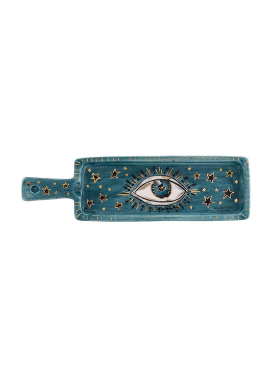 Inner Eye Handmade Blue Eye Long-Handled Ceramic Tray (30 cm)