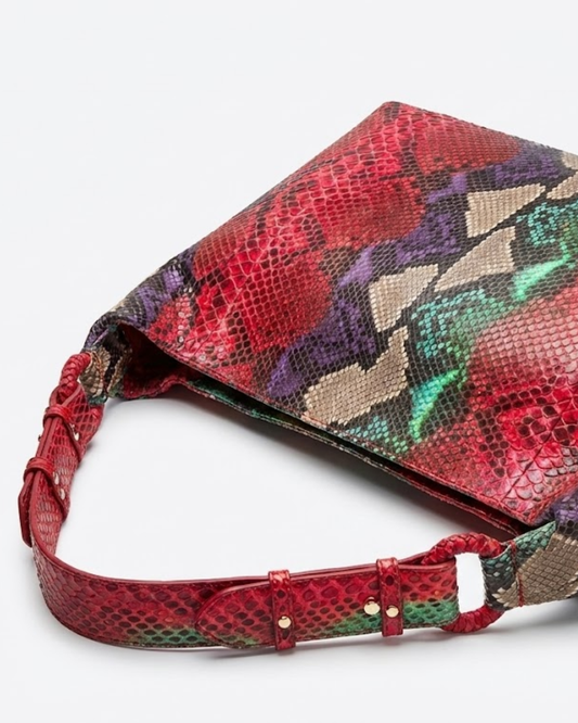 Lamia Italian Python Leather Shoulder Bag