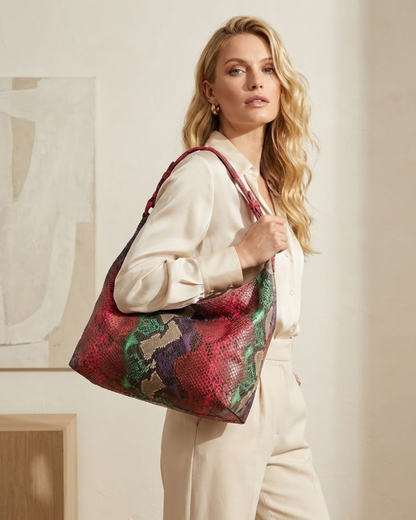 Lamia Italian Python Leather Shoulder Bag