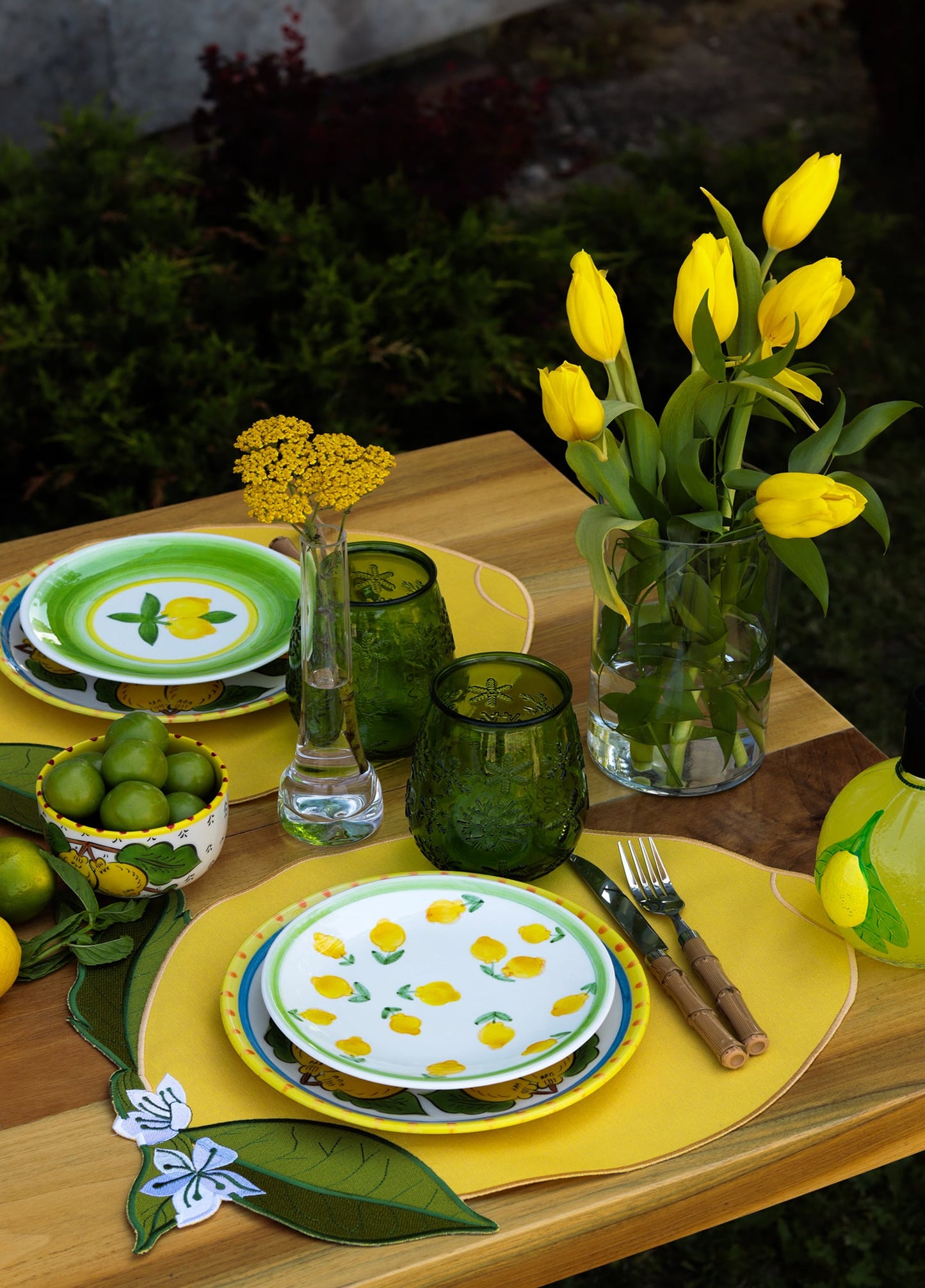 Lemon Splash Handmade Ceramic Green Cake Plate 18 cm