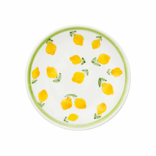 Lemon Splash Handmade Ceramic White Cake Plate 18 cm