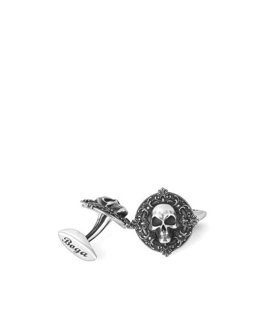 Locket Skull Silver Cufflinks