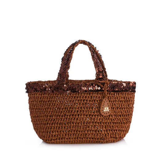 Micro Loulou In Caramel Café Sequin