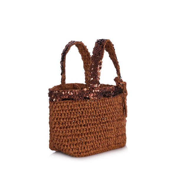 Micro Loulou In Caramel Café Sequin