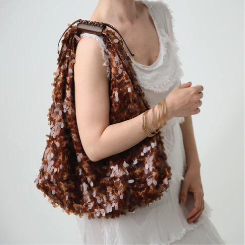 Mini Agnes In Brown Sequin