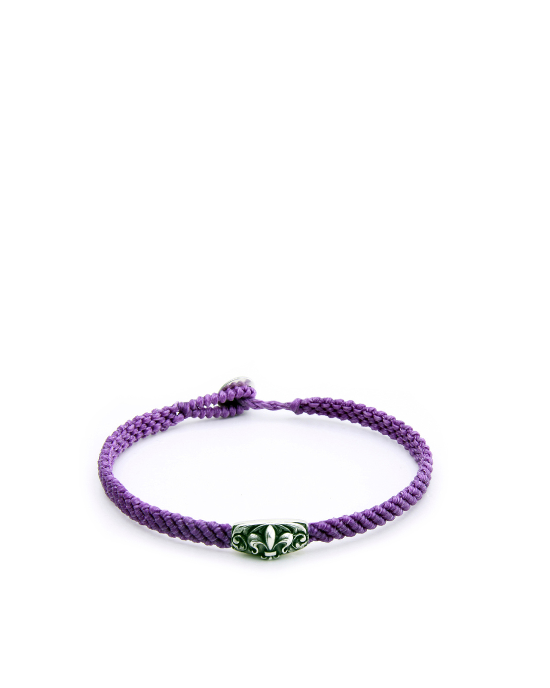 Makrame Fleur De Lis Disc Men’s Silver Bracelet