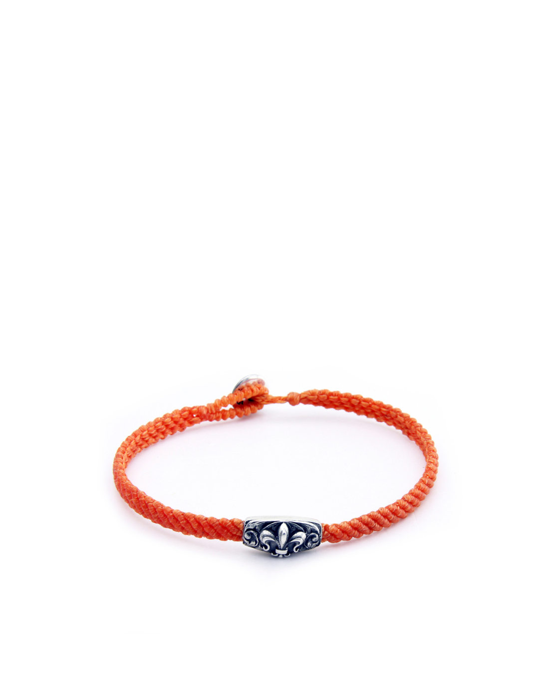 Makrame Fleur De Lis Disc Men’s Silver Bracelet