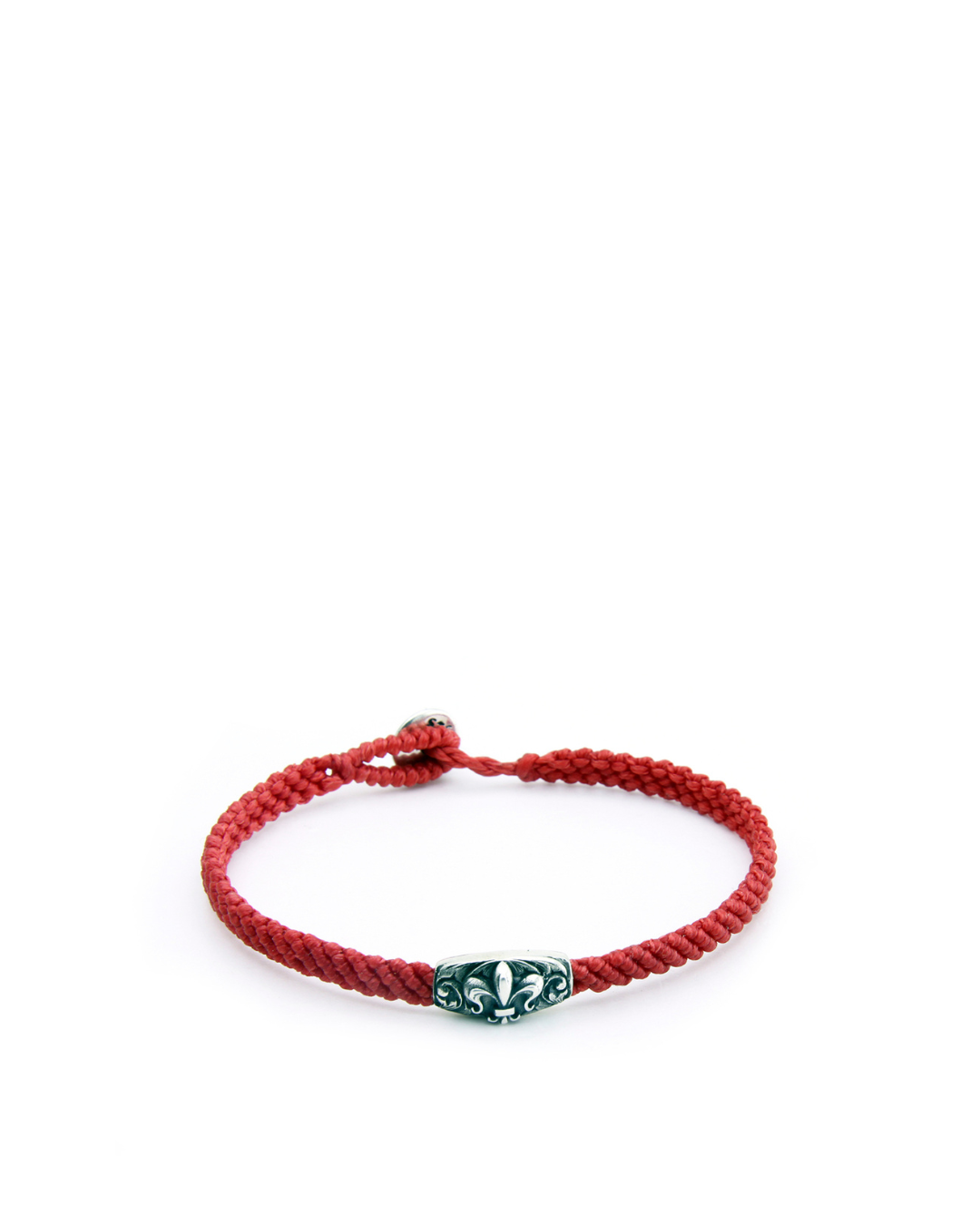Makrame Fleur De Lis Disc Men’s Silver Bracelet