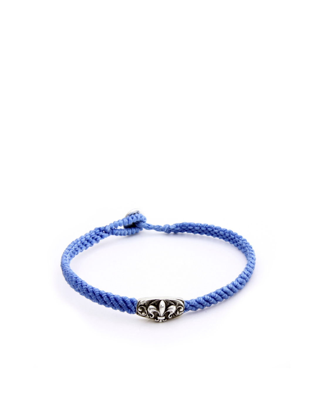 Makrame Fleur De Lis Disc Men’s Silver Bracelet