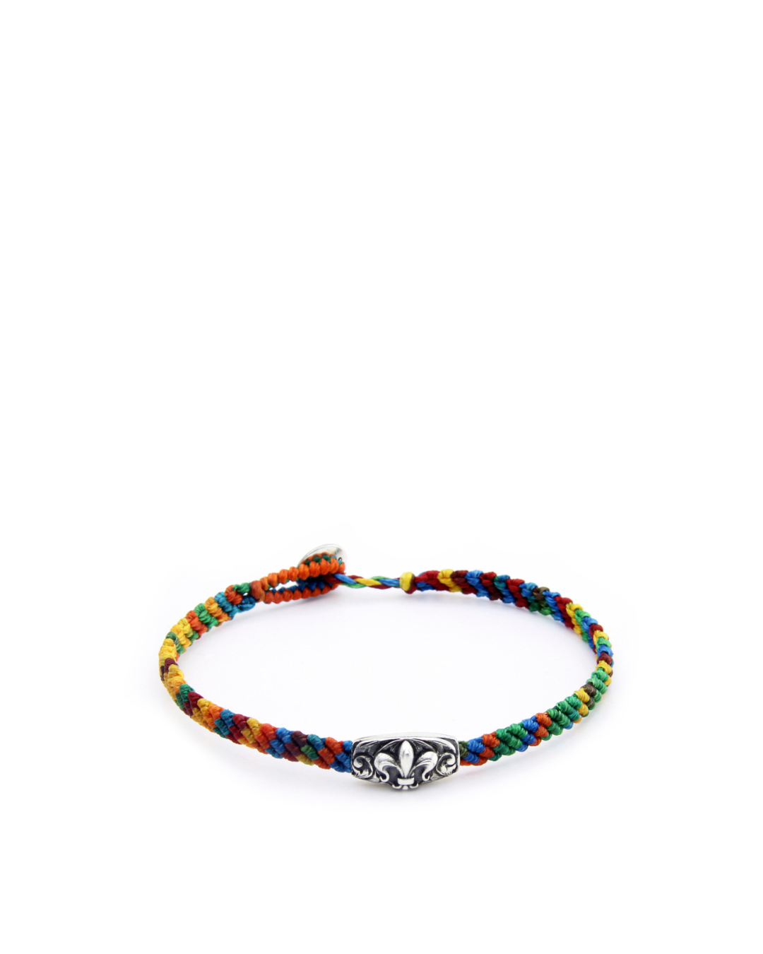 Makrame Fleur De Lis Disc Men’s Silver Bracelet