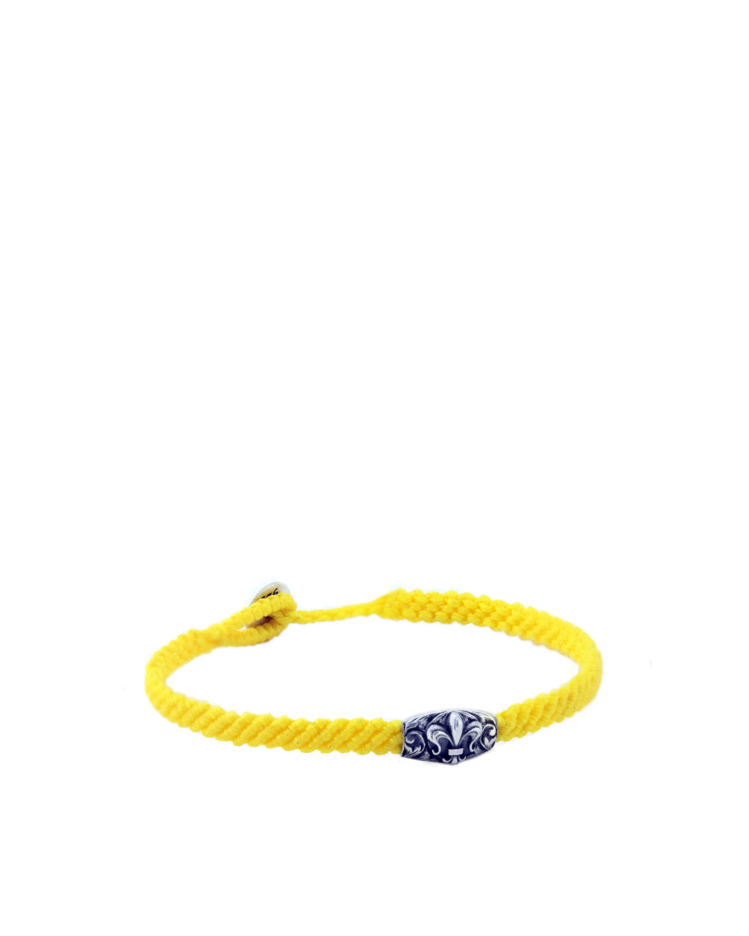 Makrame Fleur De Lis Disc Men’s Silver Bracelet
